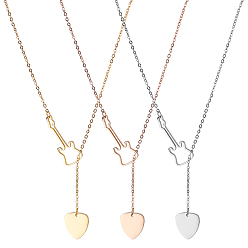 (52) Непрозрачная лаванда 3шт 3 цвета комплект из нержавеющей стали лариат ожерелья, регулируемые ожерелья с подвеской в виде гитары и сердца, разноцветные, 27.56 дюйм (70 см), 1 шт / цвет