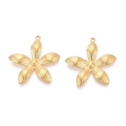 Настоящее золото 18K 304 подвески из нержавеющей стали, цветочный шарм, ионное покрытие (ip), реальный 18 k позолоченный, 30x29.5x4 мм, отверстие : 1.4 мм