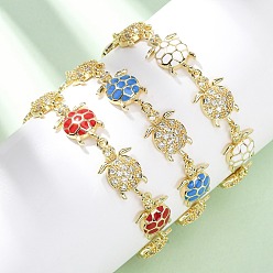 (52) Непрозрачная лаванда Латунные браслеты с микропаве из прозрачных кубических цирконий для женщин, черепаха, с эмалью, долговечный, стойки покрытие, без свинца и без кадмия, реальный 18 k позолоченный, разноцветные, 8-1/8 дюйм (20.5 см)