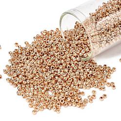 (PF551) PermaFinish Peach Gold Metallic Тохо 11/0 круглые бусины, японский бисер, (pf 551) Permafinish непрозрачное гальваническое розовое золото, 2.2 мм, отверстие : 0.8 мм, Около 50000 шт / фунт