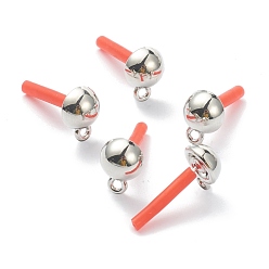 Gainsboro Spray Painted Alloy Stud Earrings Findings, with 925 Sterling Silver Pins and Loops, Half Round, Silver, Gainsboro, 11x8mm, Hole: 1.8mm, Pin: 0.5mm