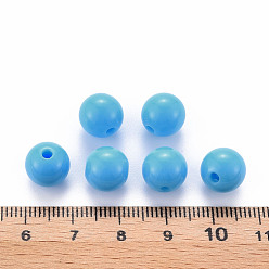 Light Sky Blue Opaque Acrylic Beads, Round, Light Sky Blue, 10x9mm, Hole: 2mm, about 940pcs/500g