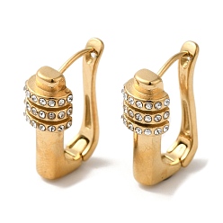Настоящее золото 18K Серьги-кольца из нержавеющей стали и страз для женщин, реальный 18 k позолоченный, 21.5x8.5 мм
