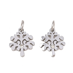 Нержавеющая Сталь Цвет Экологичность 316 хирургические брелоки из нержавеющей стали с микропроцессором и кубическим цирконием, долговечный, дерево, цвет нержавеющей стали, 12x11x1.5 мм, отверстие : 3.5 мм