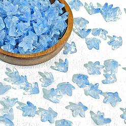 Светло-Голубой Прозрачные колпачки для бусин в стиле лэмпворк, цветок, Небесно-голубой, 12x10 мм