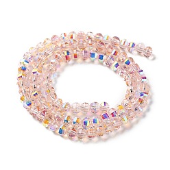 Misty Rose Transparent Electroplate Glass Beads Strands, AB Color, Faceted Lantern, Misty Rose, 6x4.5mm, Hole: 1.4mm, about 98pcs/strand, 17.72''(45cm)