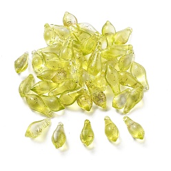 Желтый Бусины ручной работы бусины золотого песка, слеза, желтые, 19x8 мм, отверстие : 1 мм