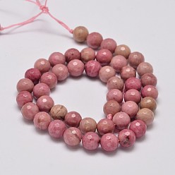 Rhodonite Faceted Natural Rhodonite Round Bead Strands, 8mm, Hole: 1mm, about 45pcs/strand, 15 inch