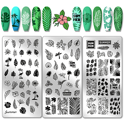 Лист Шаблоны для нейл-арта своими руками из нержавеющей стали, шаблонный инструмент, прямоугольные, лист, 12x6 см, 3 шт / комплект