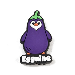 Eggplant Силиконовые бусины на овощную тематику, фокусные бусы, синий фиолетовый, баклажановый пингвин, 33.5x19.5x9 мм, отверстие : 2 мм