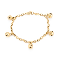 Золотой Вакуумное покрытие pvd 304 браслеты с подвесками из нержавеющей стали, Колокола, золотые, 7-1/4 дюйм (18.5 см)