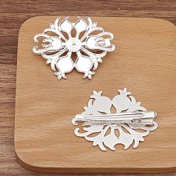 Silbern Silberfarbig Alligator-Haarspangen aus Legierung finden, Blume, Silbern Silberfarbig, 50x40 mm, 10 Stück / Set