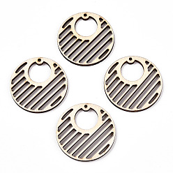 Цвет Древесины Подвески из неокрашенного натурального дерева тополя, полые плоские круглые прелести, деревесиные, 35.5x2.5 мм, отверстие : 1.6 мм