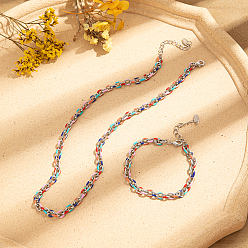 Разноцветный 201 Браслеты и ожерелья из эмалированной нержавеющей стали для женщин, красочный