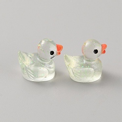 Светло-зеленый Миниатюрные уточки из смоляных блесток для украшения дома, микроландшафтные орнаменты, светло-зеленый, 16x11.5x16 мм