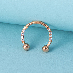 Розовое Золото 316l хирургическая нержавеющая сталь микропаве прозрачный кубический цирконий круглая/подковообразная штанга носовые кольца, розовое золото , 10 мм, штифты : 1 мм