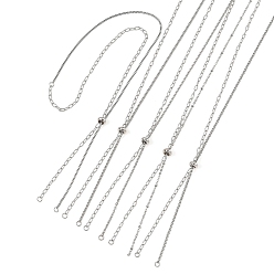Color de Acero Inoxidable Cadenas deslizantes ajustables de acero inoxidable para la fabricación de collares tipo lariat, con granos de cobre amarillo, color acero inoxidable, 304 pulgada (24.02 cm)