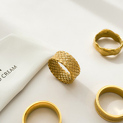 Золотой 304 палец кольца из нержавеющей стали, золотые, размер США 6 (16.5 мм)