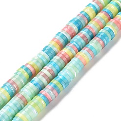 Аквамарин Природные trochid стеклянные бусы нити, окрашенные, плоско-круглые, аквамарин, 8x2~2.5 мм, отверстие : 1 мм, около 170~171 шт / нитка, 15.47~15.55 дюйм (39.3~39.5 см)