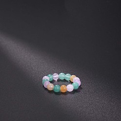 Другие Нефриты Эластичные кольца из натурального нефрита, круглые, бусины : 4 мм, внутренний диаметр: регулируемый