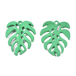 Средний Морско-зеленый Акриловые подвески краскораспылительные, тропический лист, без кадмия, без никеля и без свинца, средний морской зеленый, 34x27x4 мм, отверстие : 1.8 мм