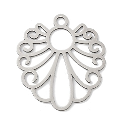 Нержавеющая Сталь Цвет 201 подвески из нержавеющей стали, лазерная резка, цветочный шарм, анти-тускнение, цвет нержавеющей стали, 35x31x1 мм, отверстие : 3 мм