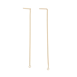 Настоящее золото 18K Ионное покрытие (ip) 304 серьги-гвоздики из нержавеющей стали, цепи панцирного типа ушная нить с петлями, реальный 18 k позолоченный, 109x1x0.4 мм, отверстие : 1.7 мм, штифты : 0.7 мм