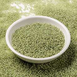 (RR378) Light Olive Lined Crystal Luster MIYUKI Round Rocailles Beads, Japanese Seed Beads, 15/0, (RR378) Light Olive Lined Crystal Luster, 1.5mm, Hole: 0.7mm, about 250000pcs/pound