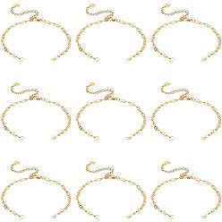 Золотой 10 шт. наполовину готовые 304 браслеты из нержавеющей стали Mariner Link, с карабин-лобстерами , удлинитель цепи и перемычки, для изготовления коннекторных браслетов, золотые, 6-1/4 дюйм (16 см)
