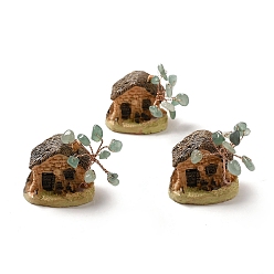 Зеленый Авантюрин Натуральные зеленые чипсы из авантюрина, елочные украшения, Основание дома из смолы, медная проволока, энергетический камень по фен-шуй, подарок для украшения дома, рабочего стола, 29~31x33~37x37.5~46 мм