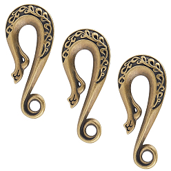 Античная Бронза 3шт. застежки-крючки из сплава, античная бронза, 55x24x6 мм