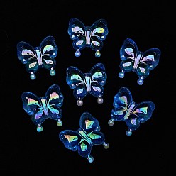 Королевский синий Светящиеся УФ-покрытие радужные радужные акриловые бусины, светится в темноте, бабочка, королевский синий, 30x29x10.5 мм, отверстие : 2 мм