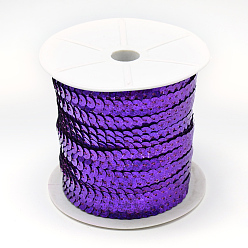 Сине-фиолетовый Пластиковые блестки, блестки бисер, Аксессуары для орнаментов, плоско-круглые, синий фиолетовый, 6 мм, около 100 ярдов / рулон