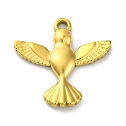 Настоящее золото 18K Ионное покрытие (ip) 304 подвески из нержавеющей стали, очарование птицы, реальный 18 k позолоченный, 17x16.5x2 мм, отверстие : 1.2 мм