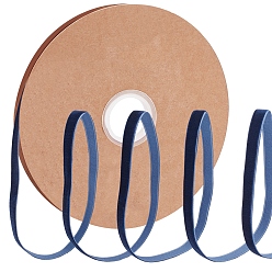 Prussian Blue 1 Roll Flocking Ribbon, Single Side, for Gift Packing, Party Decoration, Prussian Blue, 10x1mm, 20yard/roll