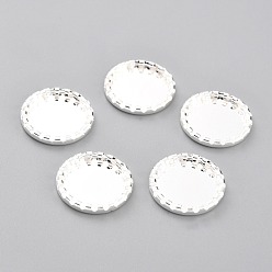 Silver 304 Stainless Steel Cabochon Settings, Lace Edge Bezel Cups, Flat Round, Silver, 17x2mm Tray: 14mm
