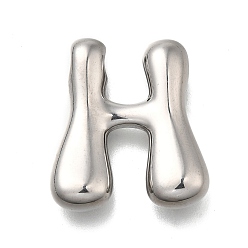 Letter H 304 подвески из нержавеющей стали, буквенное очарование, анти-тускнение, Письмо ч, 23x20x5.5 мм, отверстие : 3.5x2.2 мм