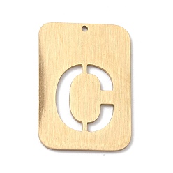 Letter C Ionenbeschichtung (IP) 304 Edelstahlanhänger, Rechteck mit Alphabet, hohl, letter.c, 32x22x1 mm, Bohrung: 1.5 mm