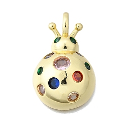 Настоящее золото 16K Латунные микро-паве красочные кубические циркониевые подвески, без кадмия и без свинца, коровка, реальный 16 k позолоченный, 33x21x9 мм, отверстие : 5.5 мм