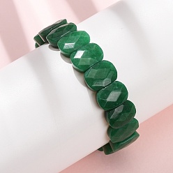 Белый Нефрит Браслеты из окрашенного натурального белого нефрита, эластичные, унисекс., овальные, бусины : 14x10x5 мм, внутренний диаметр: 2.17 дюйм (5.5 см)