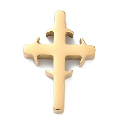 Золотой Пасхальные 304 кулоны из нержавеющей стали, русские православные кресты-подвески, ионное покрытие (ip), золотые, 29.5x20.5x4.5 мм, отверстие : 3.5 мм
