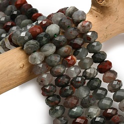 Гелиотроп Природные африканские гелиотроп бисер пряди, граненые, рондель, 8x5.5 мм, отверстие : 1.2 мм, около 69 шт / нитка, 15.16'' (38.5 см)