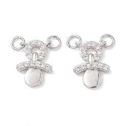 Платина Латунные микропаве прозрачные кубические циркониевые подвески, с целью перехода в кольце, долговечный, без кадмия и без свинца, подвеска в форме соски, платина, 13x9.5x2 мм, отверстие : 2.5 мм