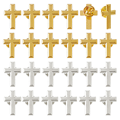 (52) Непрозрачная лаванда 24 шт. 2 цвета броши-булавки из сплава в форме звезды/креста, с железными булавками сзади, разноцветные, 24x16 мм, 12 шт / цвет