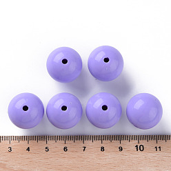 Medium Purple Opaque Acrylic Beads, Round, Medium Purple, 20x19mm, Hole: 3mm, about 111pcs/500g