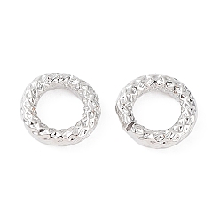 Платина Покрытие стойки латунные открытые кольца для прыжков, без свинца и без кадмия, долговечный, текстурированное круглое кольцо, платина, 15 датчик, 7x1.5 мм, отверстие : 3.8 мм