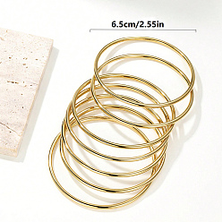 Золотой 7шт. простые браслеты из нержавеющей стали для женщин, золотые, внутренний диаметр: 2-1/2 дюйм (6.5 см)