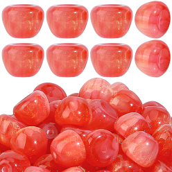 Лосось 100шт непрозрачные шарики из смолы, яблоко, с блеском порошок, salmon, 11x8 мм, отверстие : 1.8 мм