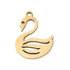 Настоящее золото 18K 201 подвески из нержавеющей стали, лебедь прелести, реальный 18 k позолоченный, 17.5x13.5x1 мм, отверстие : 1.4 мм