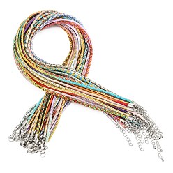 (52) Непрозрачная лаванда Изготовление ожерелий из плетеного поликоттонового шнура, с латунными выводами и 303 застежками из лобстера из нержавеющей стали, платина, разноцветные, 18.11~18.19 дюйм (46~46.2 см)